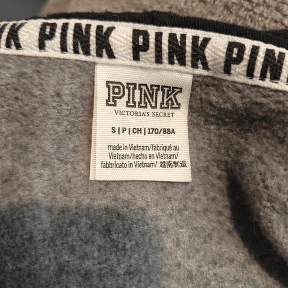 PINK Victoria's Secret Sequin Bling Sleeve Gray Hoodie Size Small *NO STRING* - Picture 5 of 13